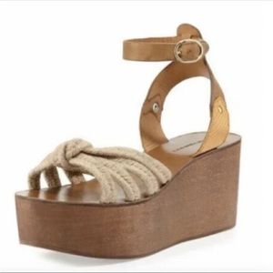 ISABEL MARANT ZIA ANKLE STRAP WOOD PLATFORM HEEL SANDALS
